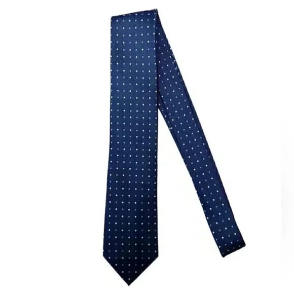 Perry Ellis Premium Silk Tie Blue Polka Dot Print - Picture 5 of 7